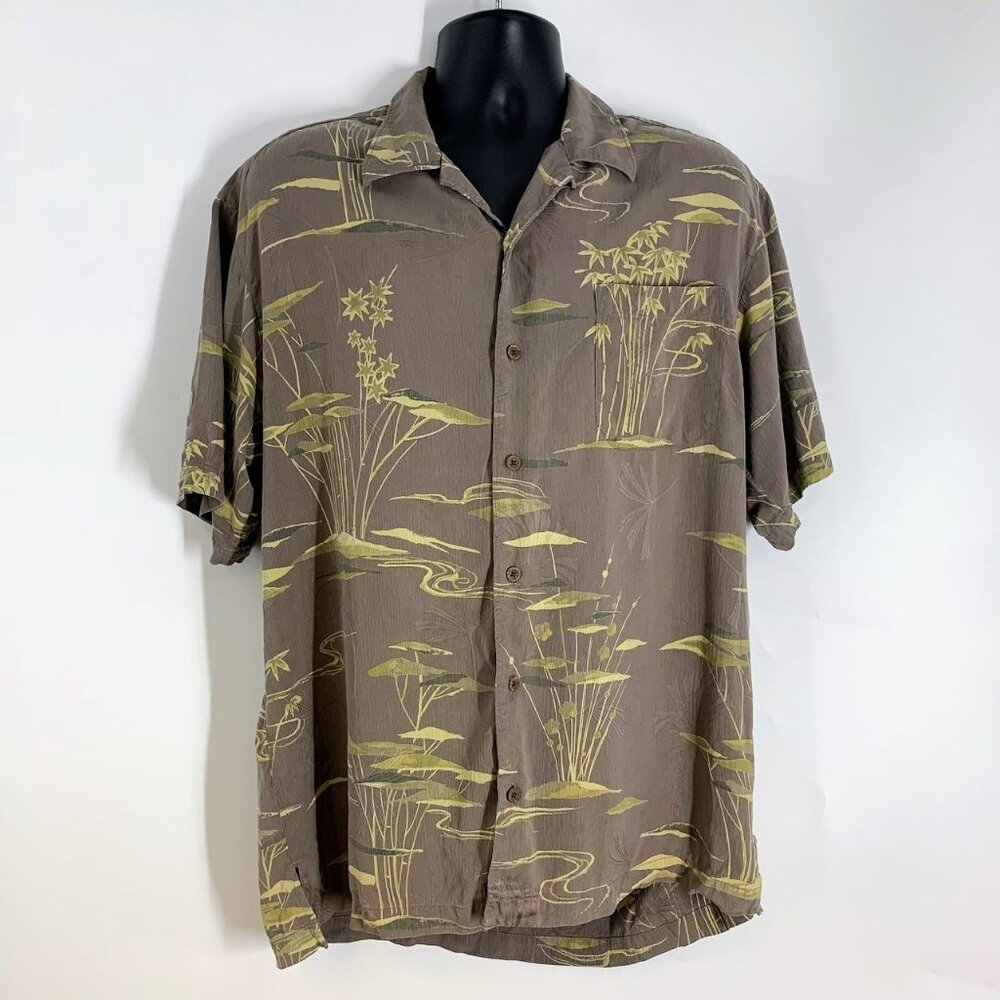 Tommy Bahama Men's 100% Silk Tropical Floral Button Camp Shirt Size L
